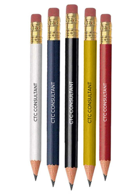 Round Wood Golf Pencils with Erasers