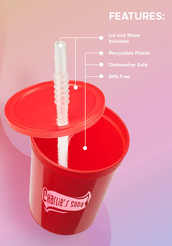 16 oz. Plastic Stadium Cups with Lid and Straw