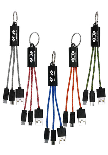 Ridge 2-In-1 Charging Cable Keychains