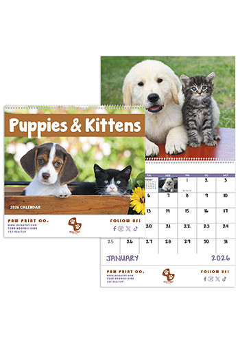 Puppies and Kittens - Spiral Calendars