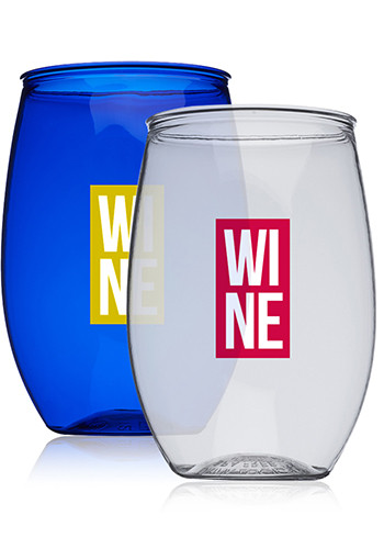 16 oz. Plastic Stemless Wine Glasses