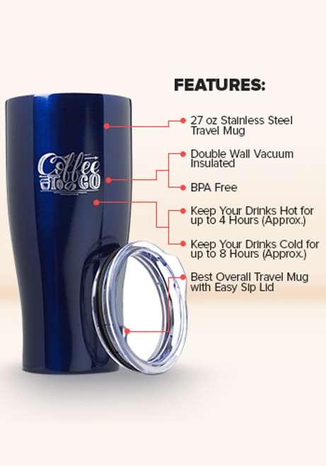 27 oz. Stainless Steel Grip Travel Mugs