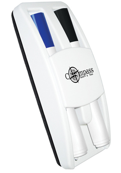 Dry Erase Gear Marker and Eraser Set with Black and Blue Markers