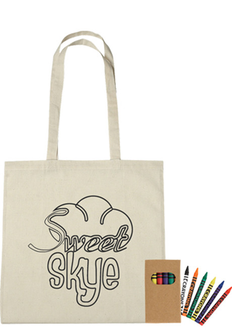 Cotton Coloring Tote Bags with Crayons