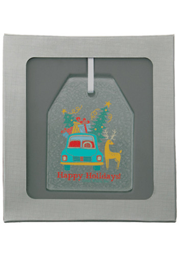 Hammered Gift Tag Glass Ornaments