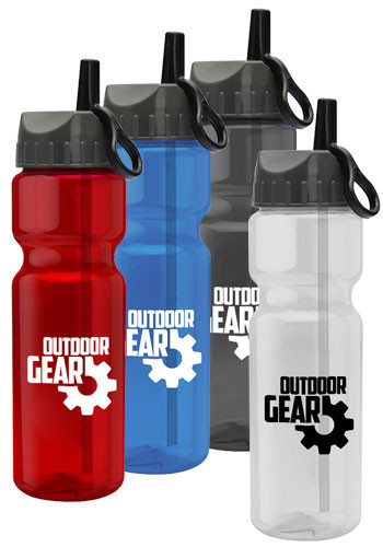 28 oz Champion Transparent Bottles with Flip Straw Lids