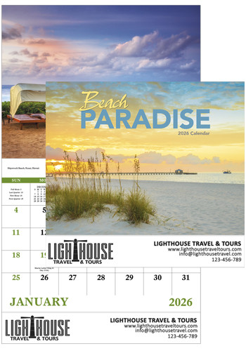 Good Value Beach Paradise Stapled Calendars