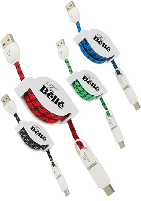 3-In-1 Retractable Fabric Charge-It Cables