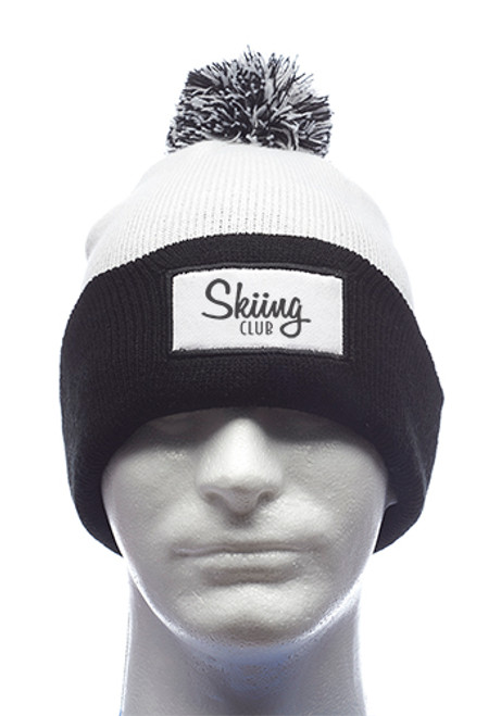 Fuji Two-Tone Patch Pompom Beanies