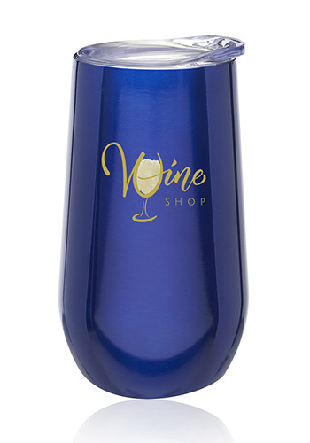 9 oz. Stemless Flute Wine Glasses with Lids