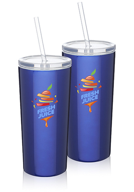 16 oz. Mira Stainless Steel Tumblers with Straw