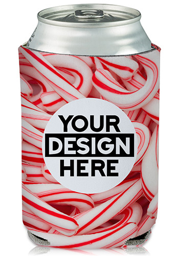 Collapsible Can Coolers Candy Cane Print