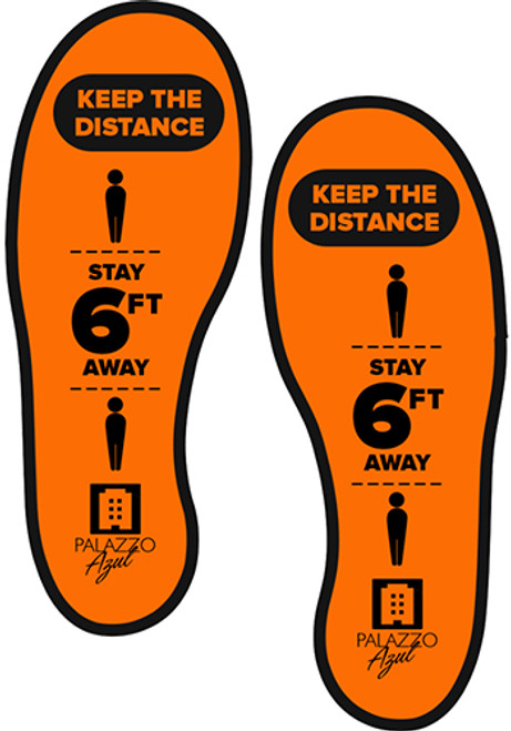 Footprint Shape Social Distancing Decal - Set of 10