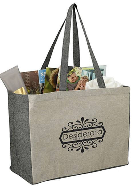 Recycled Cotton Contrast Side Shopper Tote Bag