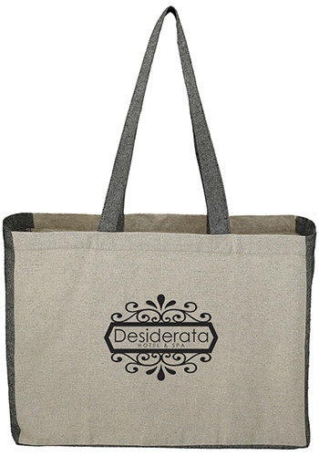 Recycled Cotton Contrast Side Shopper Tote Bag