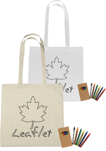 Cotton Coloring Tote Bag with Crayons