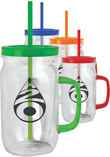 27 oz Mason Jar with Lid and Straw