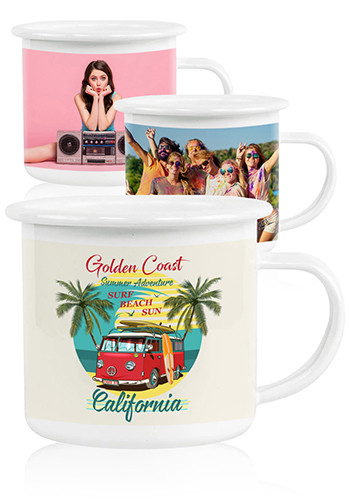 12 oz Fine SS White Rim Enamel Cups