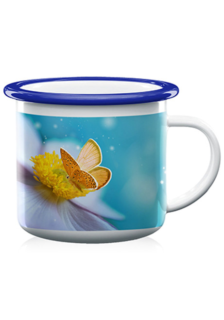 12 oz Fine SS Blue Rim Enamel Cups