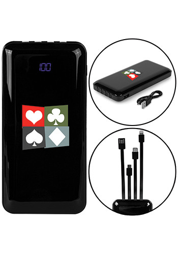 10000 mAh Power Bank with Built-In Cables