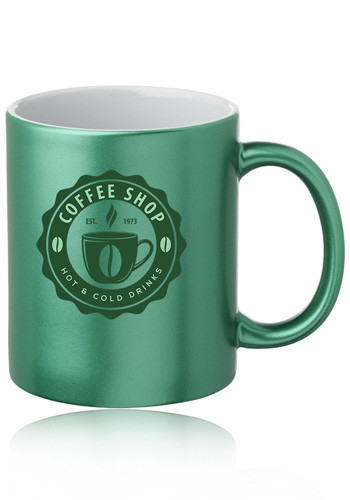 11 oz. Metallic Ceramic Custom Mugs