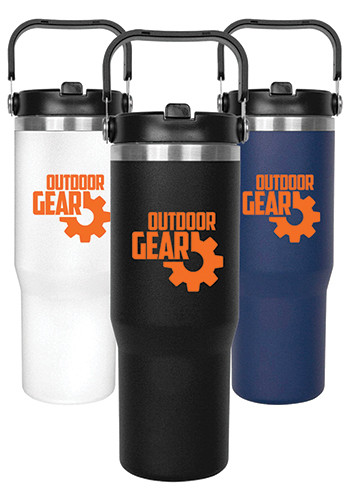 30 oz Insulated Mug with Handle and Straw