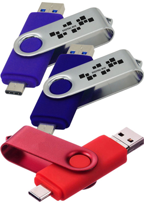 16GB Multi-Port Type C USB Swivel Flash Drive 16GB Multi-Port Type C USB Swivel Flash Drive