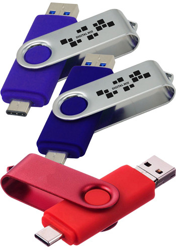 16GB Multi-Port Type C USB Swivel Flash Drive