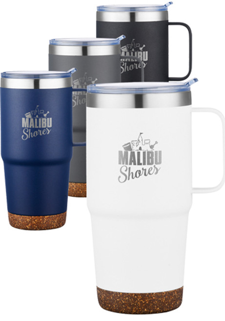 24 oz. Travel Mug with Cork Base and Handle