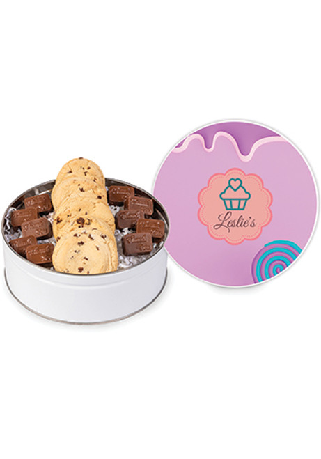 Molded Chocolate and Chocolate Chip Cookie Tin