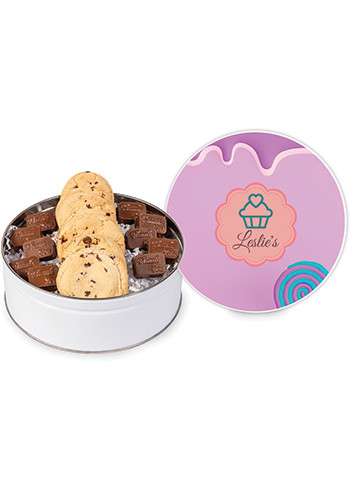 Molded Chocolate and Chocolate Chip Cookie Tin
