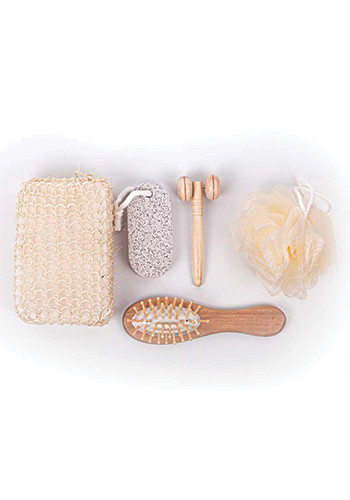 5pc Bamboo Bucket Bath and Massage Set