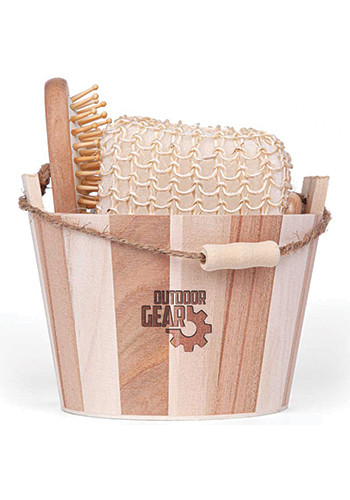 5pc Bamboo Bucket Bath and Massage Set