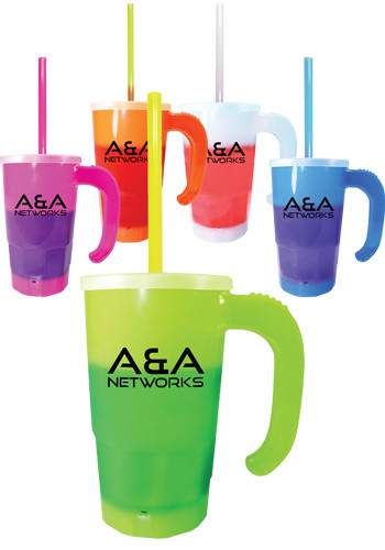 20 oz Stackable Beer Stein with Straw and Lid Set