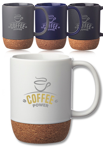 15 oz Matte Cork Bottom Ceramic Mugs