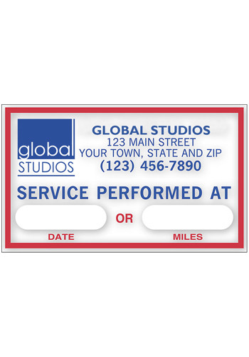 Service Performed Removable Windshield Label