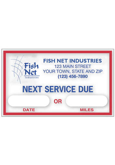 Next Service Due Removable Windshield Label Next Service Due Removable Windshield Label