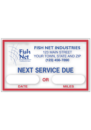 Next Service Due Removable Windshield Label