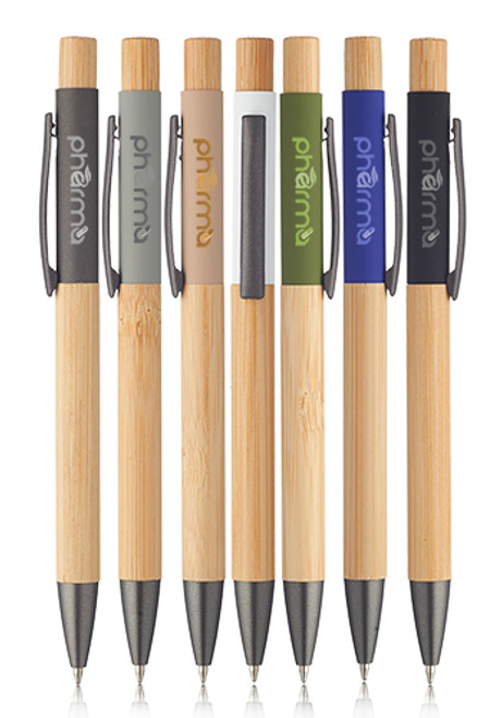 Aluminum Ball Point Pens with Bamboo Barrel