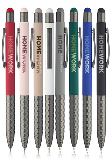 Geometric Aluminum Ball Point Pens with Stylus