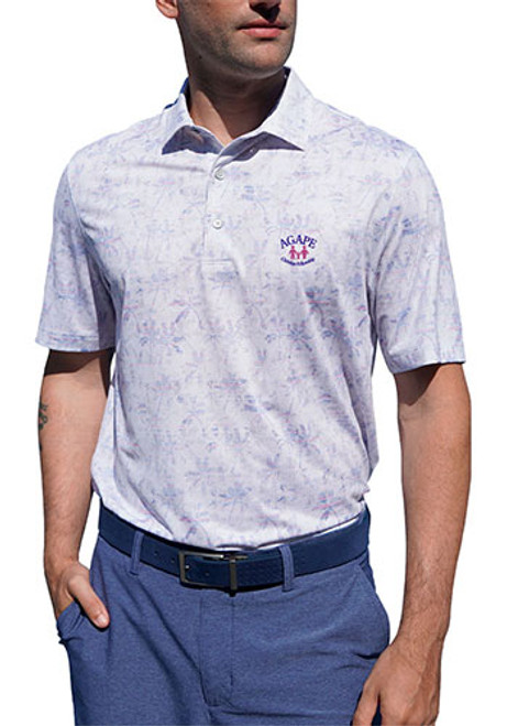 Greg Norman Crosshatch Palm ML75 Stretch Polo Greg Norman Crosshatch Palm ML75 Stretch Polo