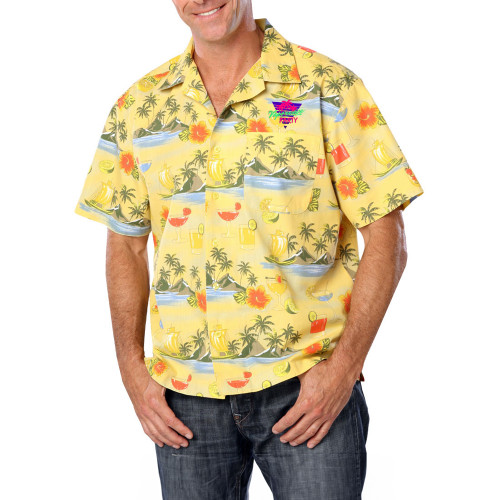 Blue Generation Adult Cocktail Print Camp Shirts
