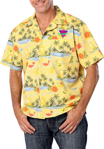 Blue Generation Adult Cocktail Print Camp Shirts