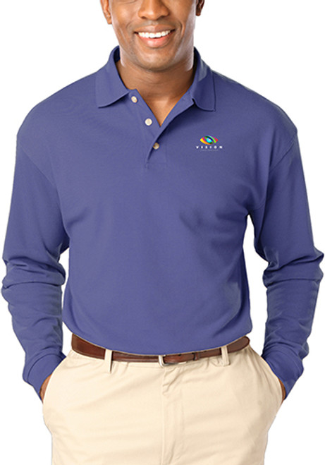 Blue Generation Men's Pocketless Long Sleeve Polo Shirts