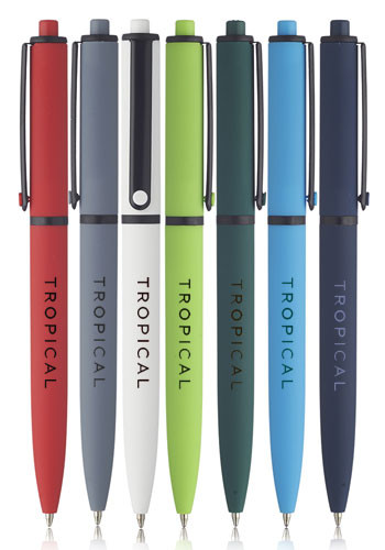 Solid Rubber Coated Plastic Ballpoint Pens