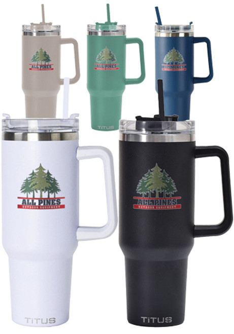 40 oz TiTUS® Travel Mug with Straw and Handle
