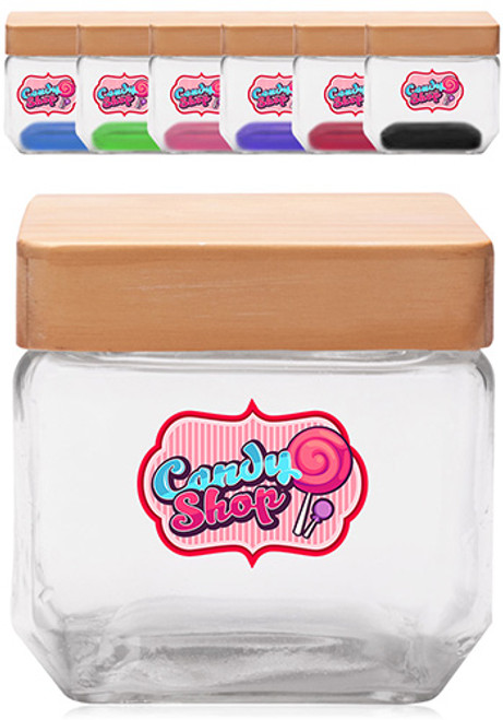 27 oz. Glass Candy Jars with Wooden Lid 27 oz. Glass Candy Jars with Wooden Lid