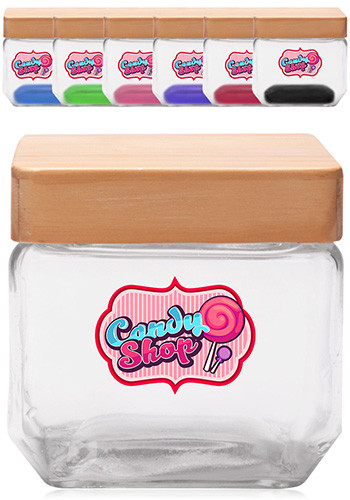27 oz. Glass Candy Jars with Wooden Lid