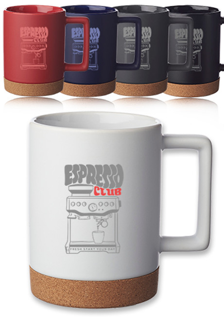 Caldwell 15 oz. Cork Base Ceramic Mugs