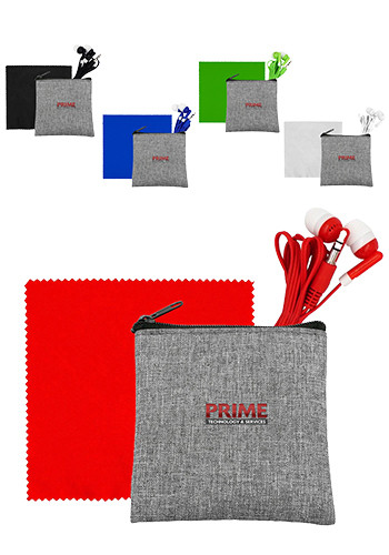 Recycled Ear Bud and Cloth Set